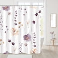 thumbnail image 3 of Watercolor Floral Shower Curtain, Plum Beige Flower Shower Curtain for Bathroom, Modern Minimalist White Waterproof Fabric Shower Curtain Set with Hooks 72x72 Inch, 3 of 7