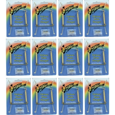 6 Inch Base Plate - Creative Hobbies Deluxe Plate Display Hangers, Spring Style, Expandable to Hold 5 to 7 Inch Plates- Gold Wire Spring Type, Hanger Hooks & Nails Included -Pack of 12 Hangers