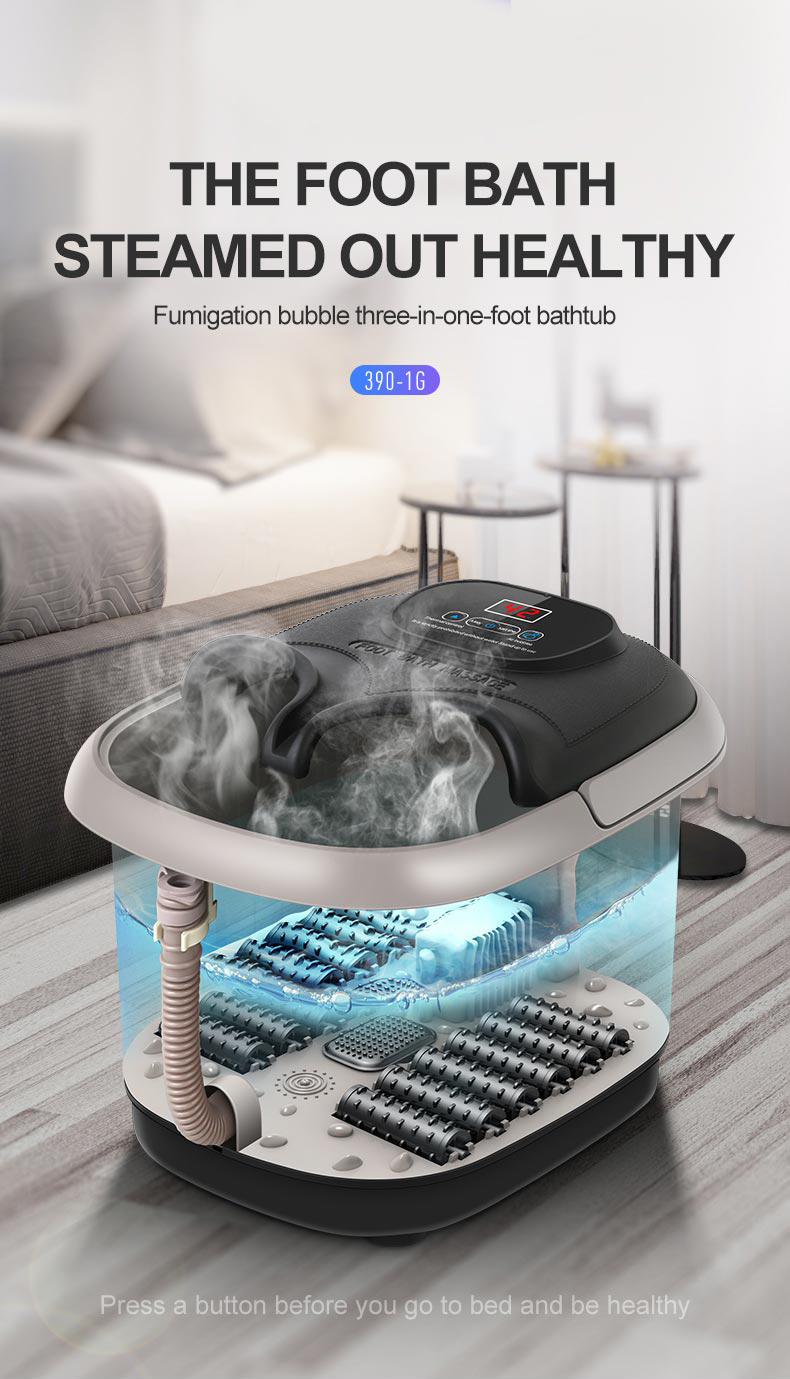 8L Foot Spa Bath Massager with Heat, Bubbles,12 Massage Roller Pedicure
