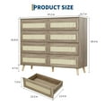 thumbnail image 2 of Danolapsi 8 Drawer Rattan Dresser for Bedroom, 47.2" Wide Chest of Drawers, Modern Wooden Double Dresser TV Stand with Wood Legs for Living Room, Hallway, Entryway, 2 of 7