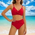 thumbnail image 2 of Fewfanhot Beach Vacation Clothes for Women High Waisted Bikini Sets Sporty Two Piece Swimsuits Color Block High Cut Bathing Suits, 2 of 7