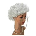 thumbnail image 3 of Conjunto de cosplay de anciana: peluca de abuela, gorro de peluca, gafas de abuela, correas de cordones para cadenas de gafas, cuentas de perlas, 3 of 5