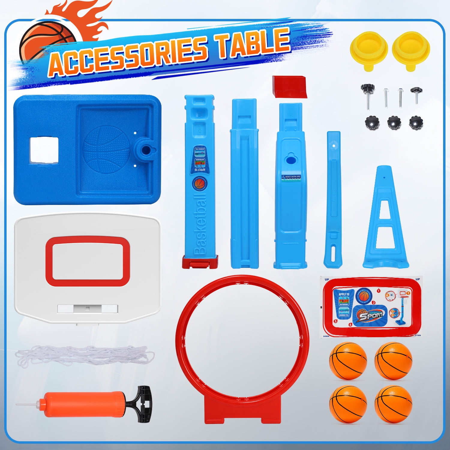JoyStone 2 in 1 Kids Basketball Hoop, Toddler Basketball Hoop Indoor Mini Adjustable Poolside Basketball Goals with Ball Pump for Boys Girls Outdoor Toys