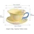 thumbnail image 2 of Floral Tea Cups and Saucers, Ceramic Cute Coffee Mug for Women Tea Party, Cappuccino Latte Milk (Blue), 2 of 11