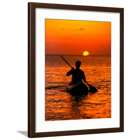 Sea Kayaking at Sunset, Bahama Out Islands, Bahamas Framed Print Wall Art By Greg