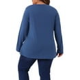 thumbnail image 4 of Agnes Orinda Women's Plus Size Valentines Day Long Sleeves Tops V Neck Loose Button Decor Blouses 2X Blue, 4 of 7