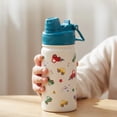 thumbnail image 2 of Hawsaiy 12oz Insulated Kids Water Bottle with Double Drinking Lids, Stainless Steel Water Bottle for School & Outdoor, Beige Car, 2 of 8