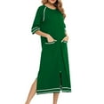 thumbnail image 5 of Kaemgyyd Housecoat for Women casual loose Zipper Front Robe 3/4 Sleeve Lounge dress color block Nightgown with Pockets, 5 of 6
