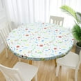 thumbnail image 2 of Elastic Edged Vinyl Fitted Tablecloth Flannel Backed & Elastic Edge Table Cover Indoor Outdoor Round Fitted Vinyl Table Cloth Oil & Waterproof Wipeable Table Protector, 2 of 7