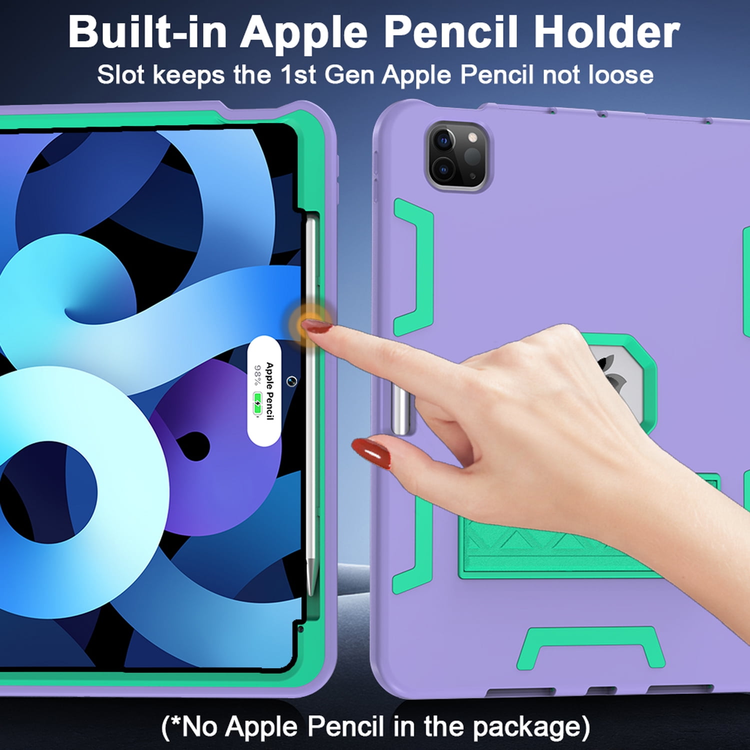 Decase Rugged Case Compatible with Apple iPad Pro 11 (M5/M4) 2025/2024,Shockproof Protective Cover with Built-in Stand & Pencil Holder,Heavy Duty Hard Cover,Purple