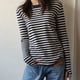thumbnail image 5 of Camiseta casual a rayas de manga larga con cuello redondo para mujer, 5 of 6