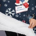 thumbnail image 3 of Oversized Wearable Blanket Hoodie,Dark Blue Christmas Santa Pattern Sherpa Blanket Hoodie with Super Pockets,Super Warm Fuzzy Pullover for Women & Men, 3 of 6