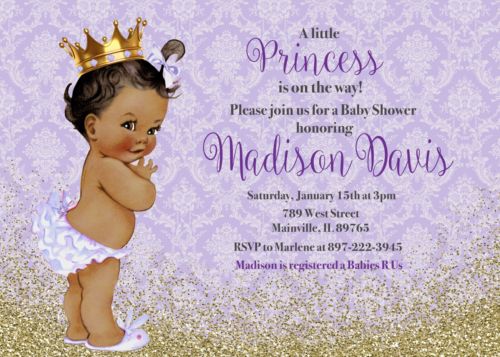 lavender and gold baby shower invitations