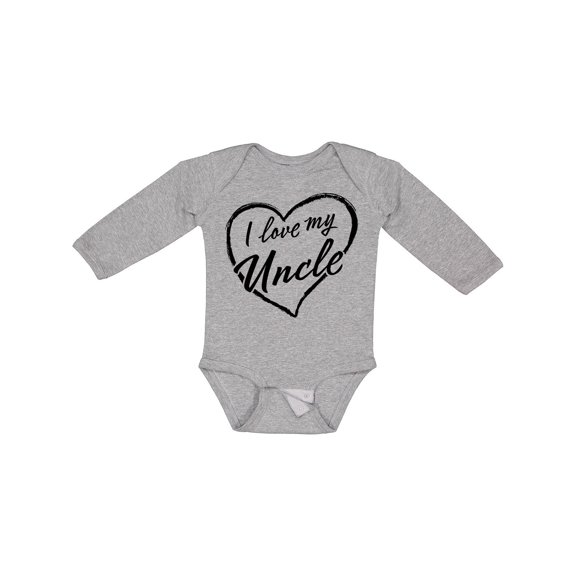 Inktastic I Love My Uncle in Black Chalk Heart Boys or Girls Long Sleeve Baby Bodysuit