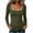 Army Green, variant on Women's Square Neck Ribbed Long Sleeve Top, Contrast Trim Slim Fit Casual Shirt