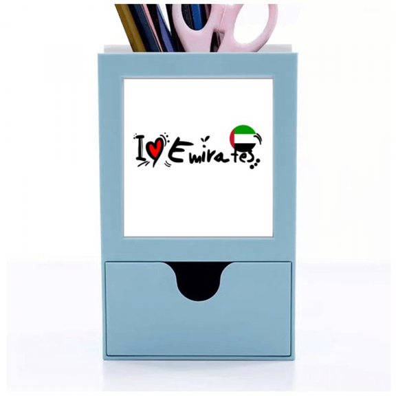 I Love Erates Word Flag Love Heart Illustration Desk Supplies Organizer Pen Holder Card