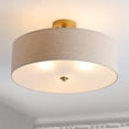 thumbnail image 4 of SAFAVIEH Jolana 20 in. Modern 3-Light Gold Painting Iron Mount Light with Cotton Shade, 4 of 8