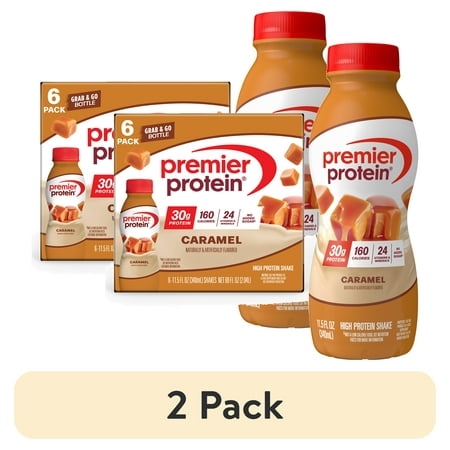 (2 pack) Premier Protein Shake, Caramel, 30g Protein, 11.5 Fl Oz, 12 Ct