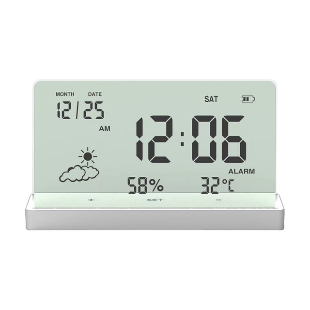 Lksixu Multi-function Digital LCD Large Screen Weather Clock Indoor Temperature And Humidity Meter With Alarm Clock Weekly Calendar Weather Forecasts digital alarm clock Electronics for Home Office