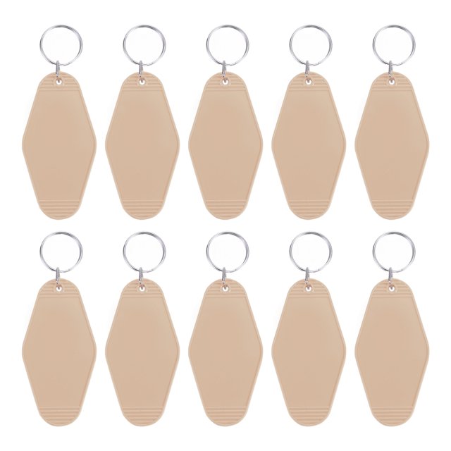 Unique Bargains Vintage Motel Keychain Blank Hotel Keychains Rhombus Retro Key Tag, Khaki, 10 Pack