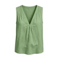thumbnail image 7 of ClodeEU Women's V Neck Sleeveless Tank Top,Casual Loose Summer Camisole Blouse Green,Women's Plus M, 7 of 7