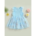 thumbnail image 2 of Arvbitana Toddler Baby Girls Princess Dress Sleeveless Ruffle Floral Print Patchwork Tulle Dresses Summer Lovely Outfits for Daily Party Wear 12M-5T, 2 of 9