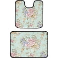 thumbnail image 2 of GZHJMY Elegant Flower Vintage Bathroom Rugs Set 2 Piece Non Slip Absorbent 15.7" x 23.6" Shower Bath Rug Mat and 20" x 20" U-Shaped Contour Toilet Rug Carpet Runner, 2 of 6