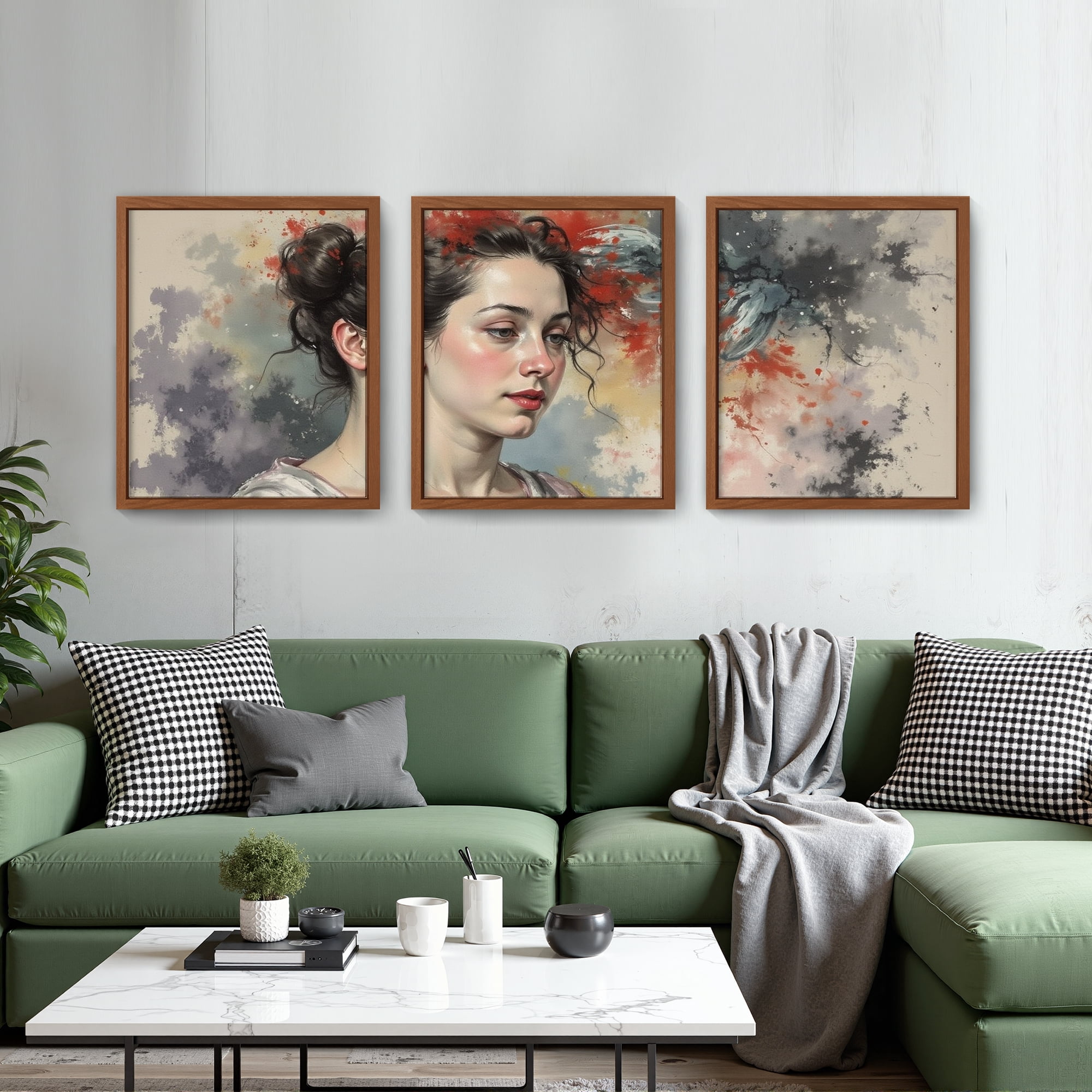MAYEERTY Modern Abstract Wall Art Painting, Living Room Decor, Brown MDF Frame, 7.87"x9.84"