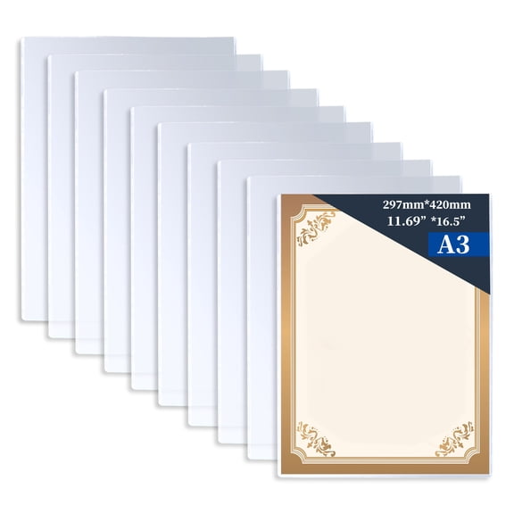 10 Pieces 11.6" x 16.5" A3 Sized Rigid Print Protectors, Clear Hard Plastic Sheet Protectors, Top Loading Plastic Paper Sleeves Cover for Photo Posters Birth Certificates Menu Document Holder