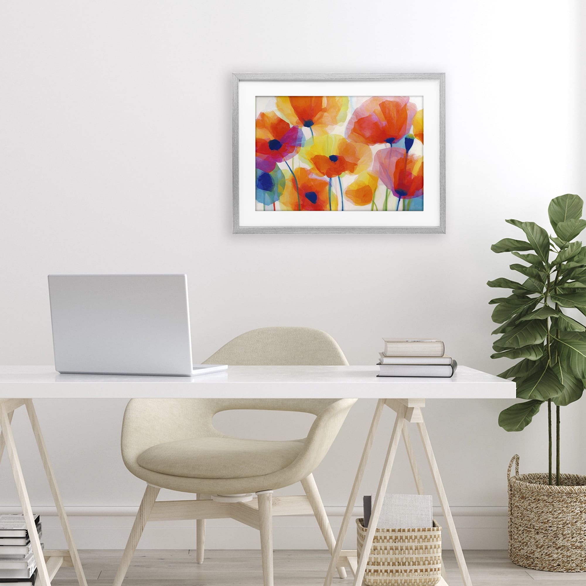 Stupell Industries Poppies At Golden Hour Gray Framed Print Under Glass, design by Chromatic Storm Studio