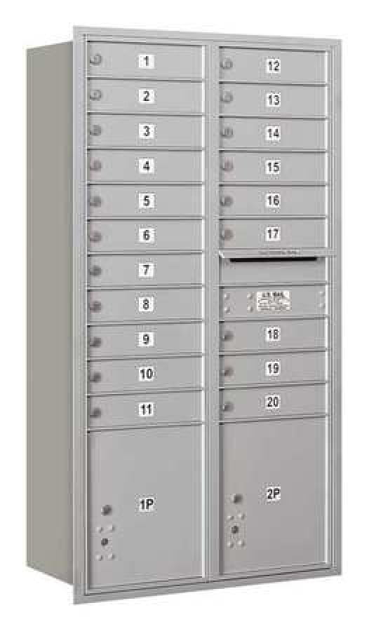 4C Horizontal Mailbox - Maximum Height Unit - Double Column - 20 MB1 Doors - Aluminum - Rear Loading - Private Access