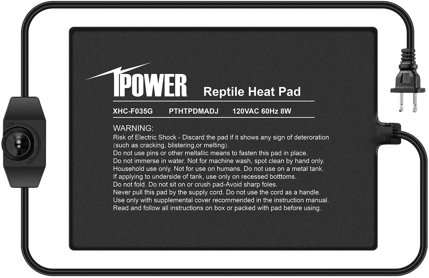 iPower Reptile Heat Mat Under Tank Warmer 4W/8W/16W/24W Terrarium Heater Heating Pad with Temperature Adjustable Controller Knob Digital Thermometer and Hygrometerf or Amphibian Multi Sizes 