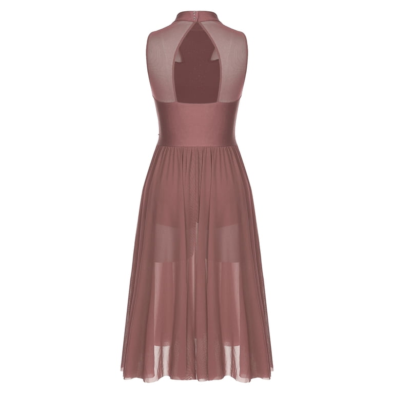 brown lyrical dress BROWN DRAPED BACK LYRICAL DRESS
