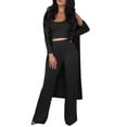 thumbnail image 1 of Gibobby Conjuntos de sudadera con bloques Conjunto de pantalones de pierna ancha de 3 piezas para mujer, cárdigan de chaqueta de manga larga informal con conj(Negro,M), 1 of 5