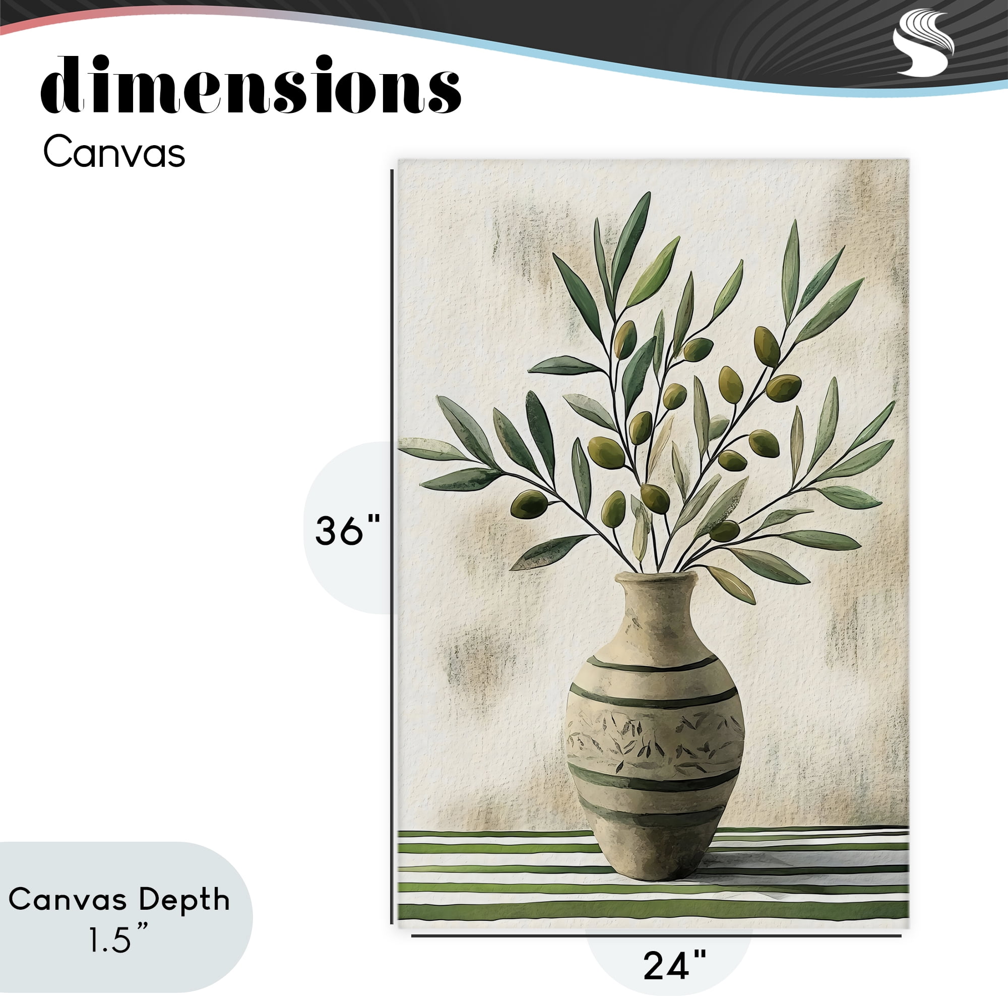 Stupell Industries Vase of Olive Branches Canvas Wall Art, design by Creative Studio