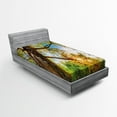 thumbnail image 1 of Ambesonne Landscape Fitted Sheet, Vibrant Summer Sky, Twin XL Size, Green Brown, 1 of 2