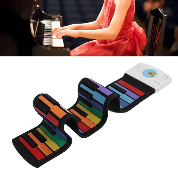 Piano Con Teclado Eléctrico, 49 Teclas, 128 Ritmos, Piano En Rollo Manual, Recargable, 47 Timbres Para Principiantes