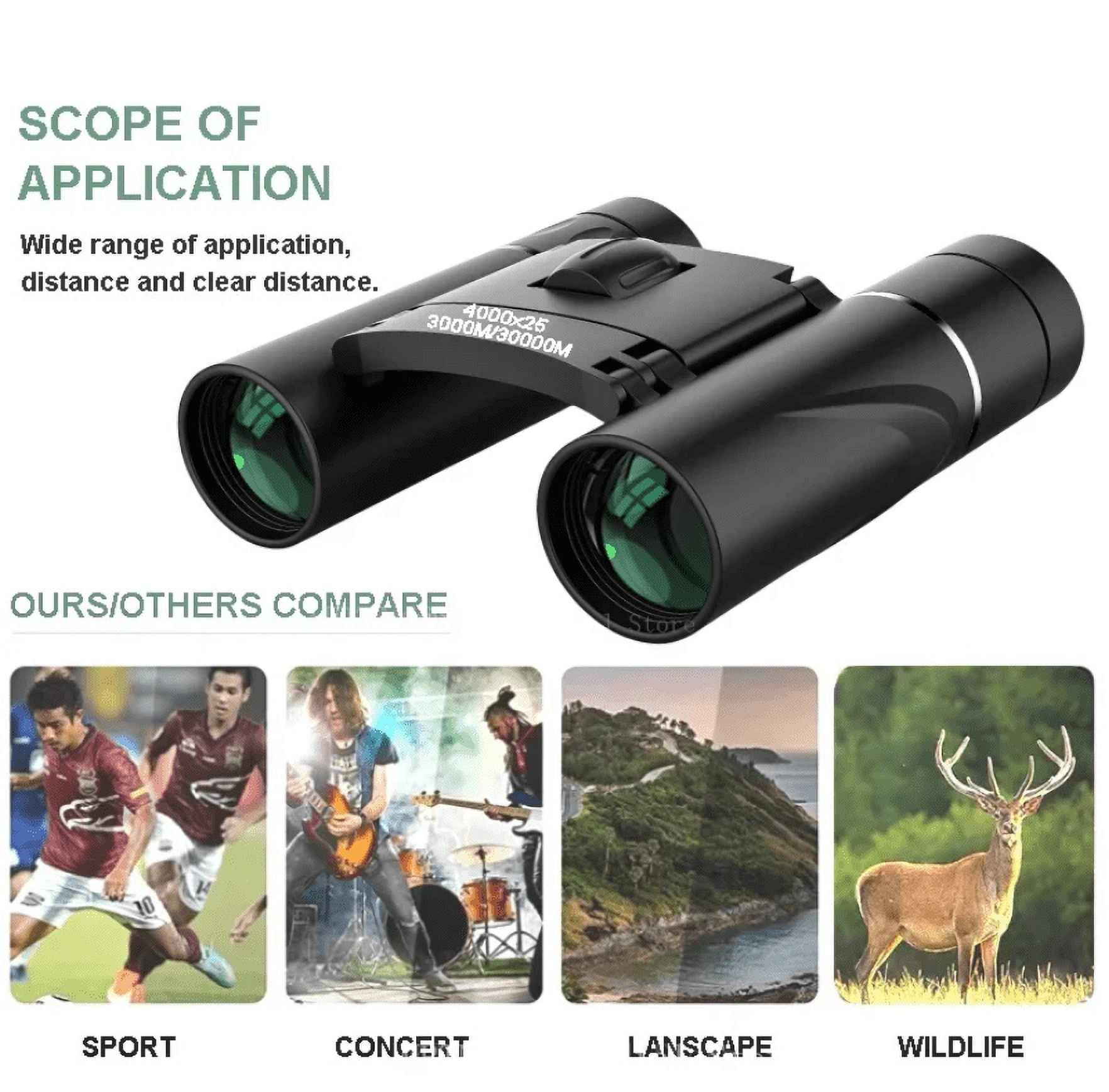 4000X25 Zoom HD Binoculars Telescope Powerful Portable Folding Long-Distance Vision Hunting Outdoor Camping Sports