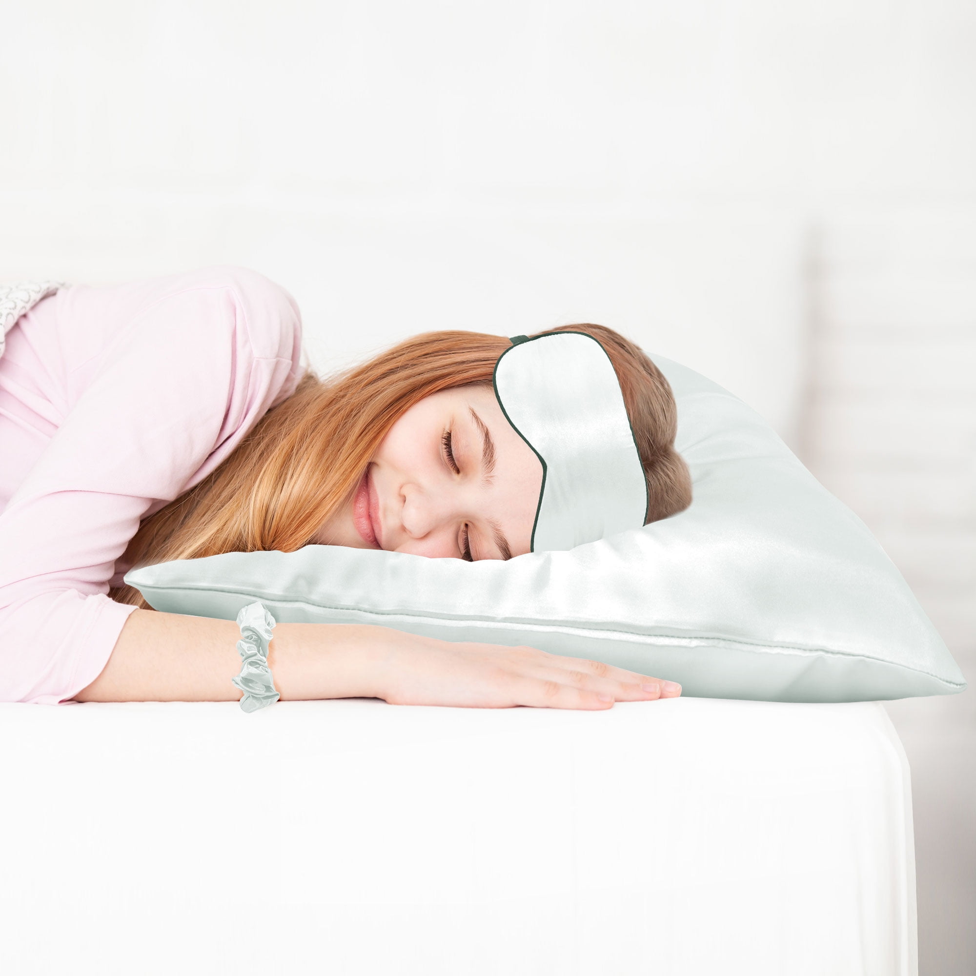 Unique Bargains Set of 2 Durable Soft Enveloped Closure Satin Pillowcase Light Gray King(20"x36"）