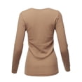 thumbnail image 3 of A2Y Women's Basic Solid Long Sleeve Crew Neck Fitted Thermal Top Shirt Tan 2XL, 3 of 5