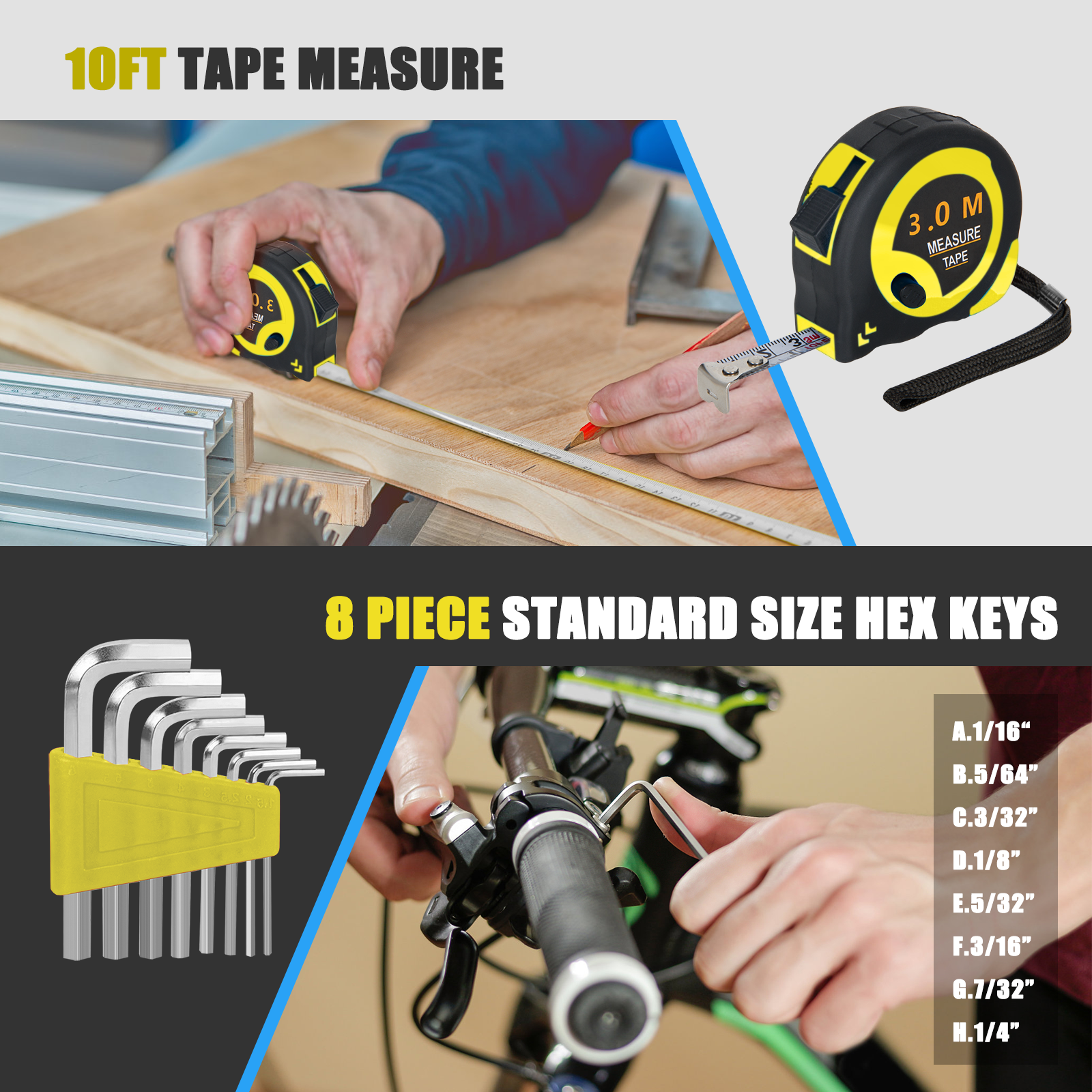 Cshidworld 39-Piece Household Tool Kit, Yellow photo 2