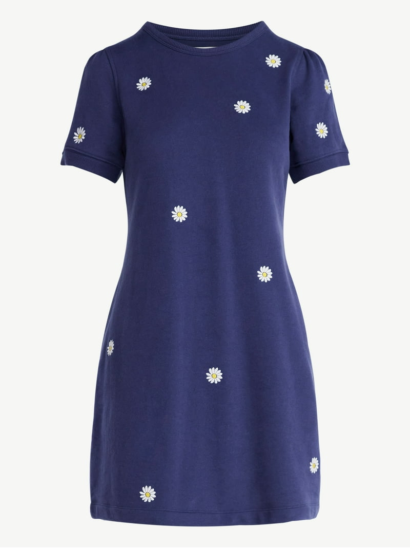 Free Assembly Women's and Women's Plus Embroidered Mini Dress with Puff  Sleeves, Sizes XS-4X