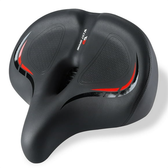 Selle de Vélo Épaissie à Haute Élasticité, Douce, Imperméable, Coussinet en PU, Sièges de Route, Confort, Respirante, Antidérapante, Coussin de Cyclisme, Rouge