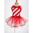 thumbnail image 3 of YEAHDOR Big & Little Girls Christmas Santa Costume Shiny Sequins Striped Miss Santa Leotard Tutu Dress Xmas Party Outfit Red-D 16, 3 of 7