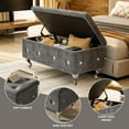 thumbnail image 6 of Recaceik Ottoman with Storage - Velvet Upholstered End of Bed Bench for Bedroom, Living Room, Entryway, Window - Grey, 6 of 7