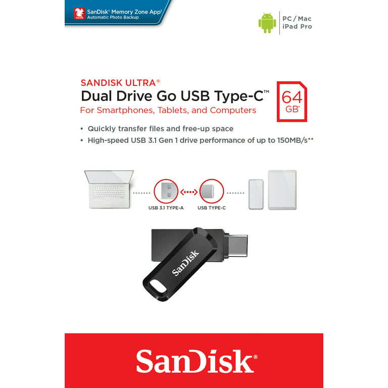 SanDisk Ultra Dual Drive Go - clé USB - 64 Go - SDDDC3-064G-G46