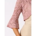 thumbnail image 5 of DARING DIVA Bell Sleeves Floral Lace Cardigan Cropped Shrug Tops XL Dark Pink, 5 of 5