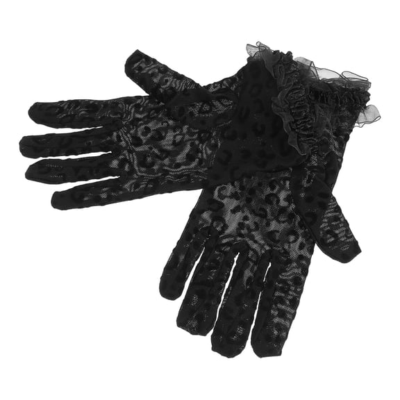 TABLZONE Elegant Black Leopard Print Gloves for Women's, Lightweight Mesh Fashion Gloves for Parties and Weddings Size 2pcs