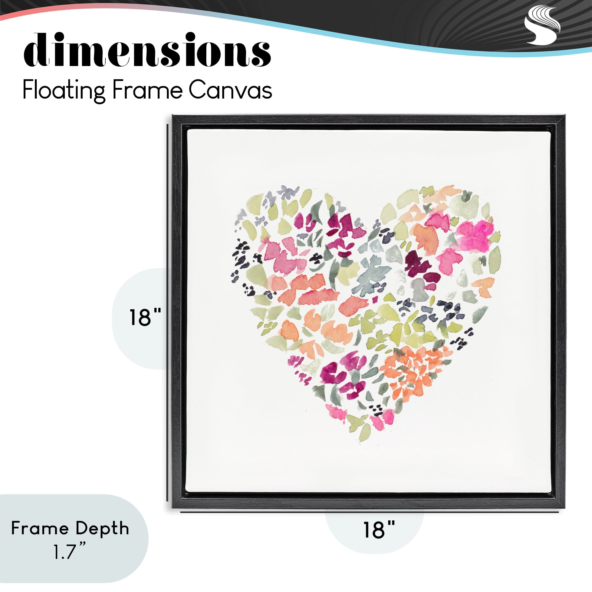 Stupell Industries Blooming Pastel Heart Black Framed Floater Canvas Wall Art, design by Lanie Loreth