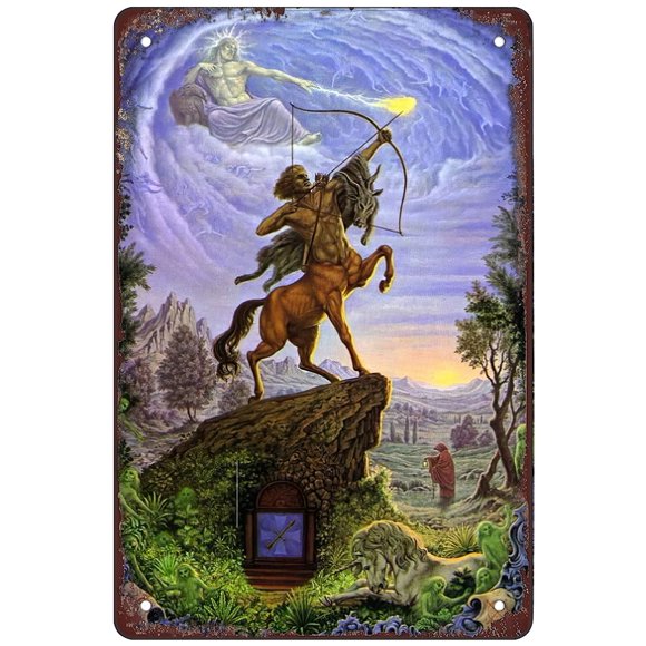 Retro Funny Metal Sign Sheet Signs Tin Sign,Constellation, Sagittarius , 16 x 12 Inches